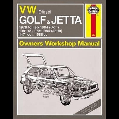Capa de manual de oficina VW GOLF & JETTA Diesel com ilustração técnica em preto e branco