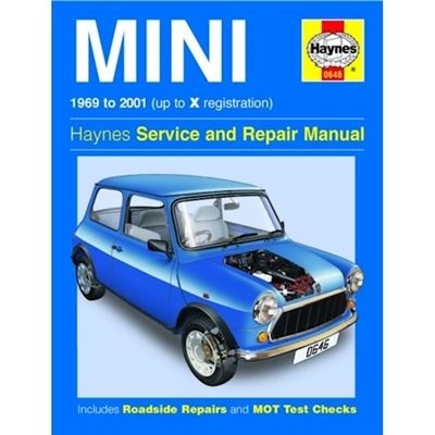 Capa manual Haynes MINI azul com carro e texto