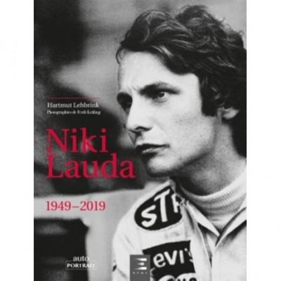 Capa de livro com fotografia de jovem e texto Niki Lauda 1949-2019