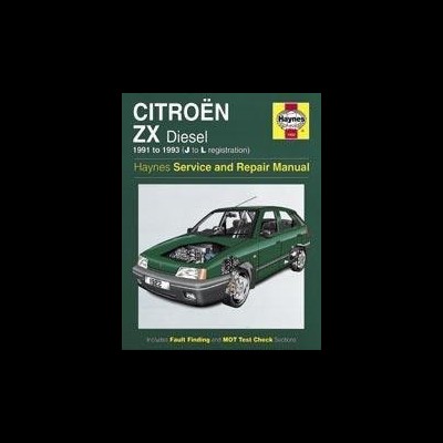 Capa de manual Haynes para Citroën ZX Diesel com carro verde e texto