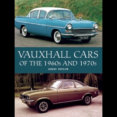 Capa de livro com duas imagens de carros clássicos Vauxhall dos anos 1960 e 1970 e texto do título.