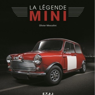 Capa de livro com carro clássico Mini vermelho e texto