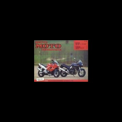 Revista MOTO com duas motas vermelha e preta e preta numa estrada