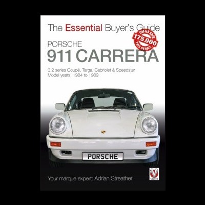 Capa do guia de compra Porsche 911 Carrera de 1984 a 1989 com imagem frontal do carro branco