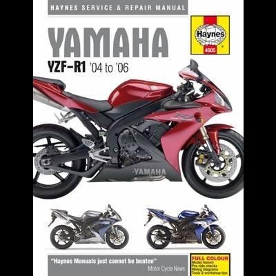 Capa do manual Haynes para Yamaha YZF-R1 '04 a '06 com imagem de motocicleta vermelha