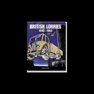 Capa de livro sobre camiões britânicos de 1945 a 1965 com um camião antigo amarelo.