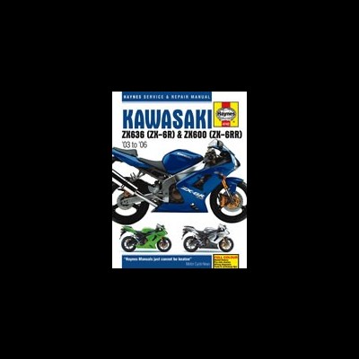 Capa de manual Haynes para motos Kawasaki ZK636 e ZK600 com imagem de motos azuis.