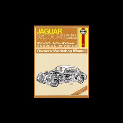Manual Jaguar Mk1 Mk2 240 & 340 com ilustração de carro clássico