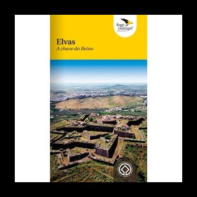 Capa de guia turístico mostrando Elvas com fortificações aéreas