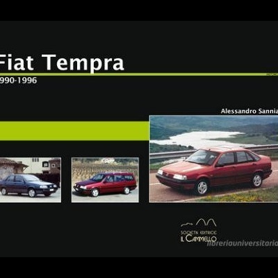 Imagem promocional do Fiat Tempra com três fotos do carro e texto informativo.