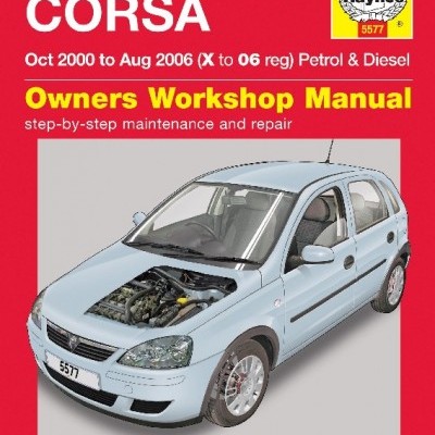Capa de manual vermelho com carro cinza claro e texto Vauxhall/Opel Corsa.