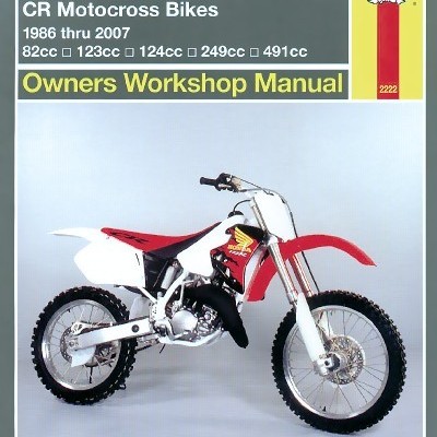 Capa de manual Honda CR Motocross Bikes com mota vermelha e branca