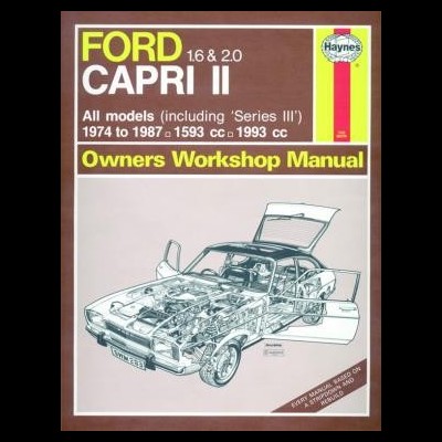 Capa do manual Ford Capri II com desenho técnico do carro