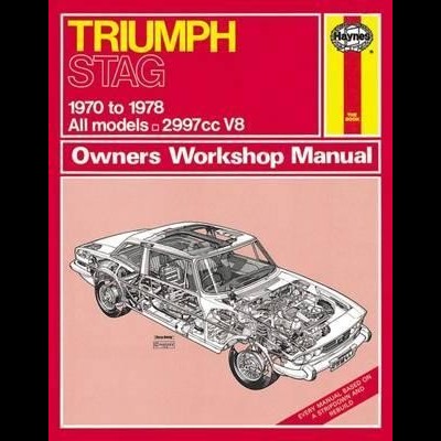 Capa de manual de oficina Haynes para Triumph Stag 1970-1978 com ilustração do carro em corte