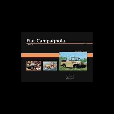 Capa de livro com título 'Fiat Campagnola 1951-1973' e fotos de veículos Fiat Campagnola
