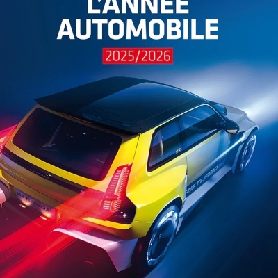 Capa de livro com automóvel amarelo e preto e texto L'ANNÉE AUTOMOBILE 2025/2026