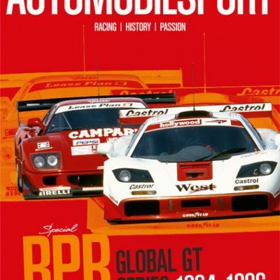 Capa de revista Automobil Sport com carros de corrida e texto sobre séries BPR GT