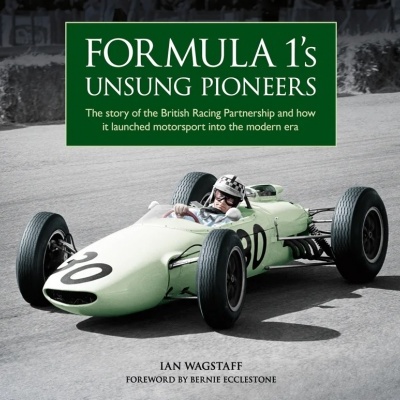Capa de livro sobre pioneiros não celebrados da Fórmula 1 com imagem de carro de corridas verde claro número 30.