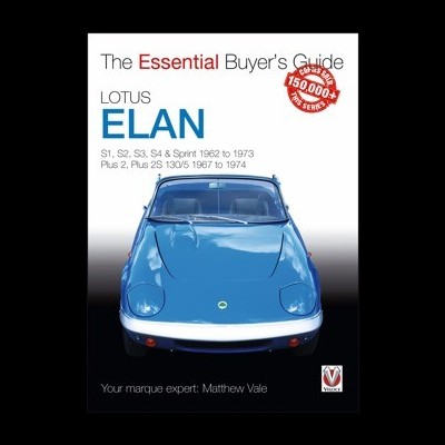 Capa de guia de compra do Lotus Elan com carro azul e texto
