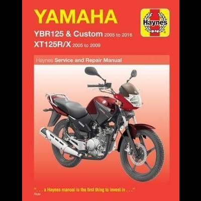 Capa de manual Haynes para motos Yamaha com imagem de uma mota vermelha e preta