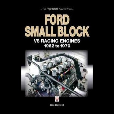 Capa de livro sobre motores Ford Small Block V8 com imagem do motor