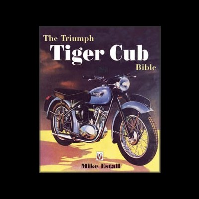 Livro com imagem de motocicleta Triumph Tiger Cub na capa