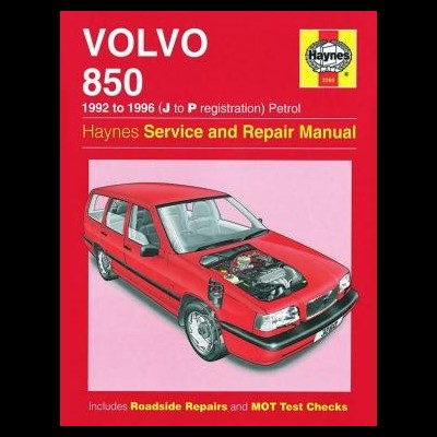 Capa do manual Haynes VOLVO 850 com carro vermelho e texto em fundo vermelho