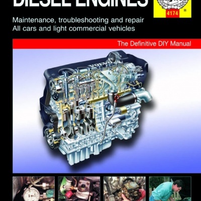 Capa do manual Haynes sobre motores a diesel com ilustração de motor e imagens de manutenção