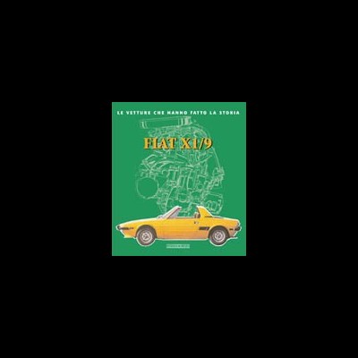 Capa de livro com ilustração de carro amarelo conversível e desenho técnico de motor