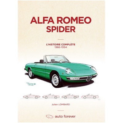 Livro Alfa Romeo Spider com ilustração de carro conversível verde