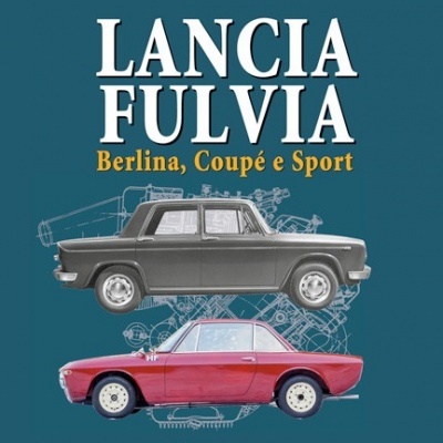 Capa do livro Lancia Fulvia com dois carros vintage e texto em italiano