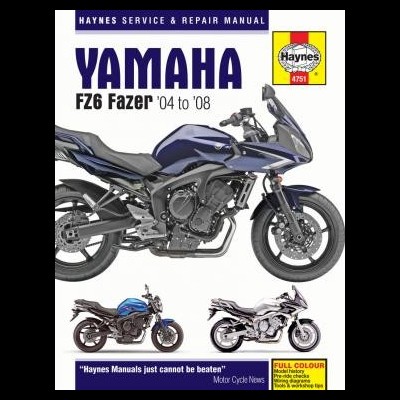 Capa de manual de serviço Haynes para Yamaha FZ6 Fazer 2004-2008 com foto da moto azul escuro e prata