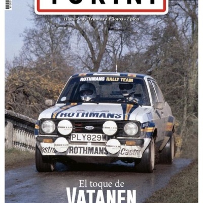 Revista TURINI, edição Primavera 2023, com foto de carro de rally branco em estrada rural
