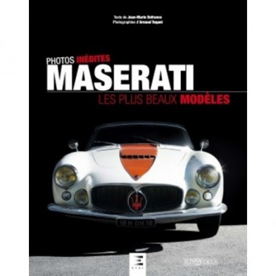 Capa de livro com carro Maserati clássico branco com detalhes laranja