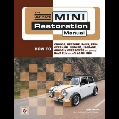 Capa de livro com carro Mini branco e castanho na estrada e texto 