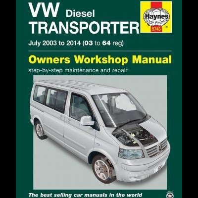Capa de manual VW Diesel Transporter com imagem de carrinha e texto em inglês