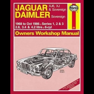 Manual de oficina Jaguar Daimler com desenho técnico de carro clássico