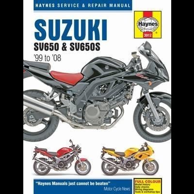 Capa de manual Haynes para motos Suzuki SV650 & SV650S com motos cinza, vermelha e amarela