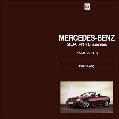 Capa de livro com texto Mercedes-Benz SLK R170 e foto de carro descapotável vermelho
