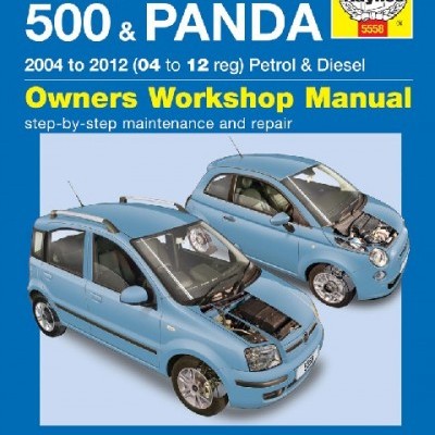 Capa do manual de oficina FIAT 500 & PANDA com carros azuis e logo Haynes