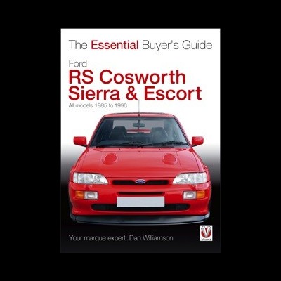 Capa de guia de compra com Ford RS Cosworth vermelho