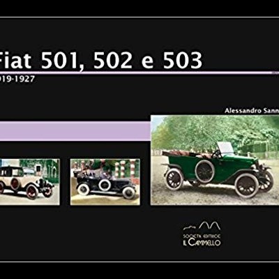 Capa de livro com fotos de carros clássicos Fiat e texto informativo