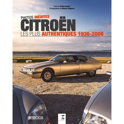 Capa de livro com carro clássico Citroën dourado e texto em francês