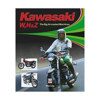 Capa de livro com motociclista em moto Kawasaki e duas motos menores ao lado