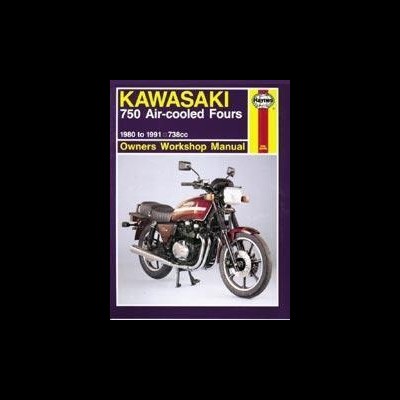 Capa de manual de oficina para Kawasaki 750 Air-cooled Fours com imagem de motocicleta