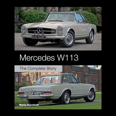 Mercedes W113 clássico bege creme com detalhes cromados e placa RUE 406F