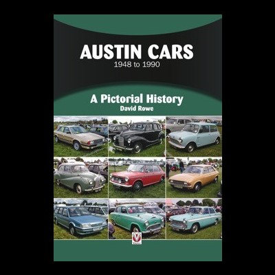 Capa de livro sobre carros Austin com imagens de nove modelos diferentes