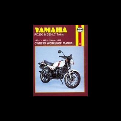 Manual de oficina YAMAHA RD250 & 350 LC com motos preta e branca