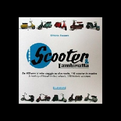 Capa de livro com ilustrações de scooters coloridas e texto em azul e preto