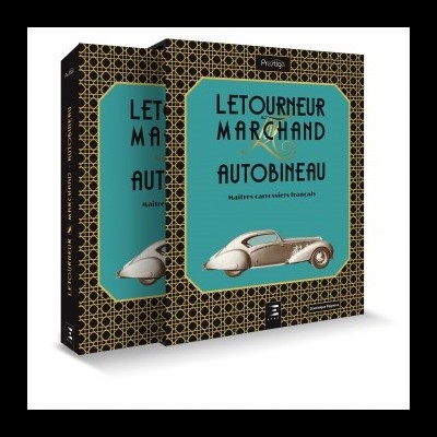 Caixa de jogo de tabuleiro LETOURNEUR MARCHAND AUTOBINEAU com padrão dourado e azul